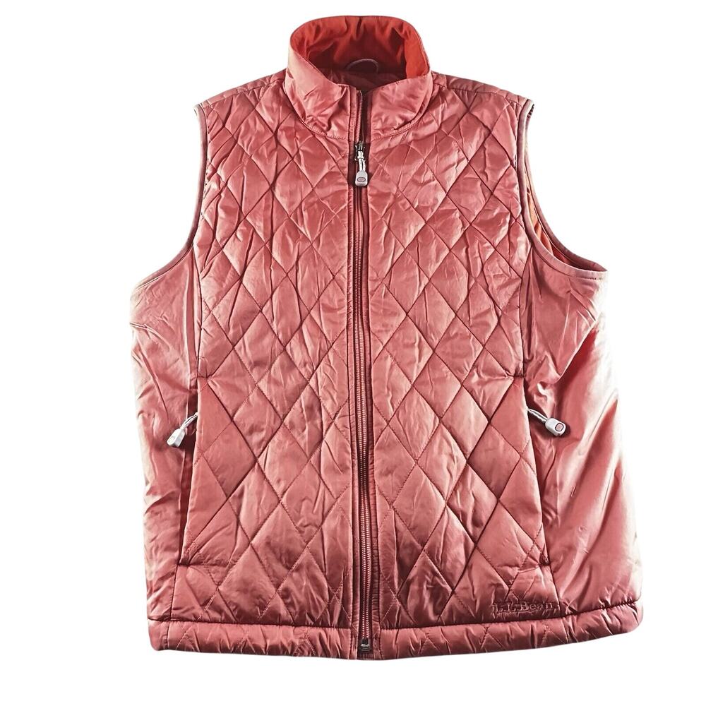 LL Bean‎ Women’s Puffer Vest Pink Size Large Zip Up With Pockets